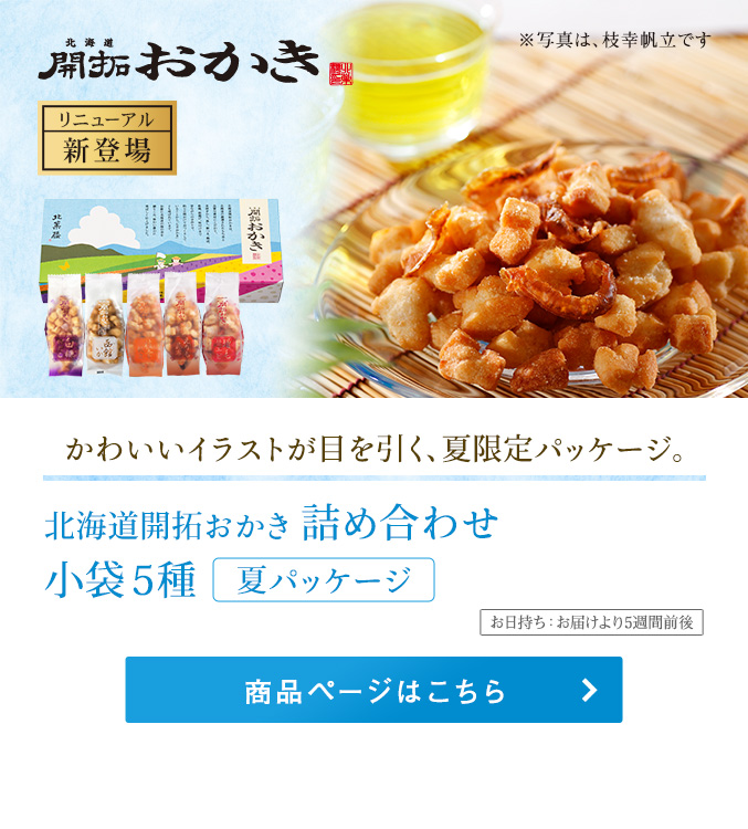 北海道開拓おかき 詰め合わせ 小袋5種　夏パッケージ